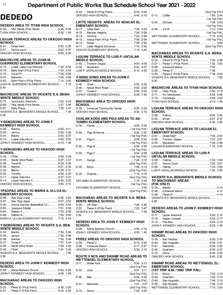 Bus Schedule 7