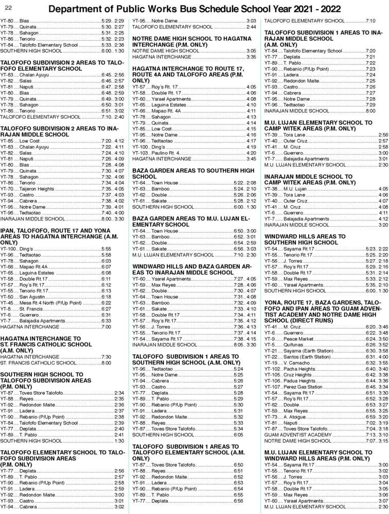 Bus Schedule 18