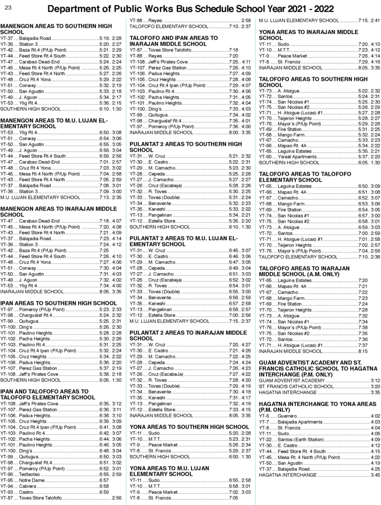 Bus Schedule 19